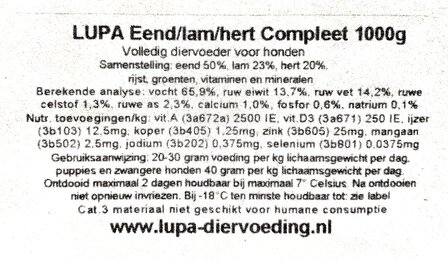 Lupa&reg; Eend-Hert-Lam, 2 x 500 gram