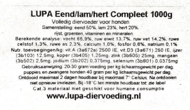 Lupa® Eend-Hert-Lam, 2 x 500 gram